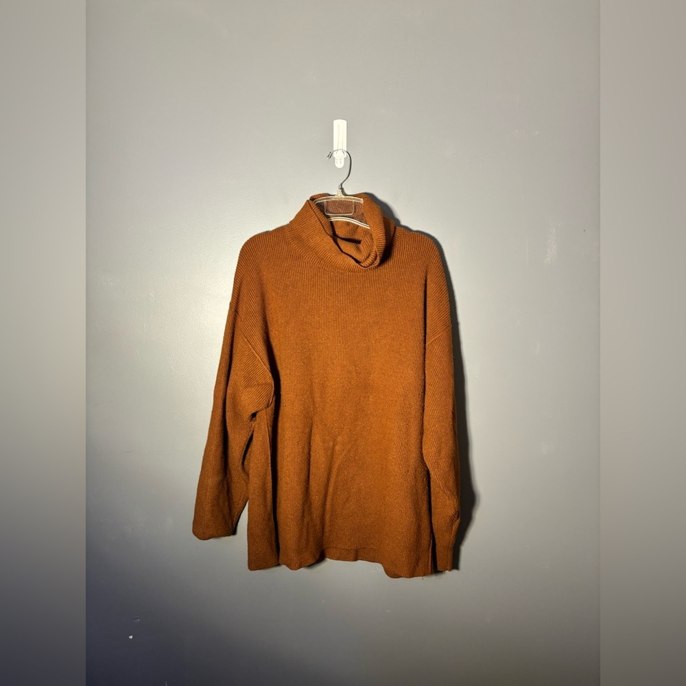 Free People Softly Structured Tunic Knit Sweater Burnt Sienna Orange Size Small